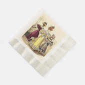 レディースビクトリアンヴィンテージファッションパラソルonベージュ 縁ありランチョンナプキン (角)