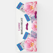 レディースビンゴナイトブルーカラフルピンクの花 横断幕 (縦)