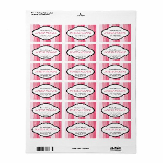 レディースピパーソナライズされたックウェーストライプブプレート ラベル (フルシート)