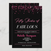 レディースピンクとブラック50と素晴らしい誕生日 招待状 (正面/裏面)