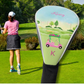 レディースピンクウォーターカラートカートモノグラム名ゴルフHe ゴルフヘッドカバー