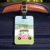 レディースピンクウォーターカラートカートモノグラム名 ラゲッジタグ