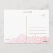 レディースピンクガーデンシーンアーティスト図解入りの、写真付きの ポストカード (裏面)