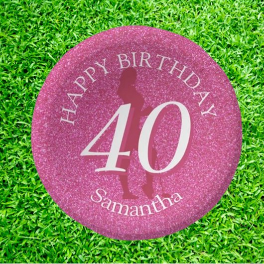 レディースピンクグリッタービッグ誕生日 ペーパーボウル