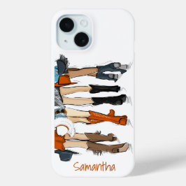 レディースファッションカウボーイブーツバーンドオレンジテキサス州 iPhone 15ケース