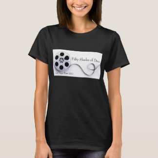 レディースブラックジャージーVネック Tシャツ