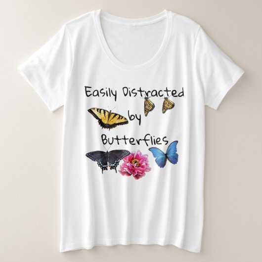 レディースプラスサイズティーシャツ簡単に気を散らす プラスサイズTシャツ (デザイン正面)