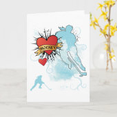 レディースホッケーハートタトゥー カード (黄色い花)