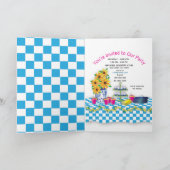 レディースランチョンパーティの招待状ブルーギンガム カード (内部)