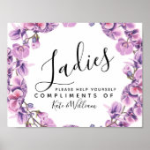 レディースルームのサイン – トイレタリーのバスケット(紫) ポスター (正面)