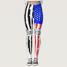 レディースレギンス白黒およびカラーフラグ レギンス