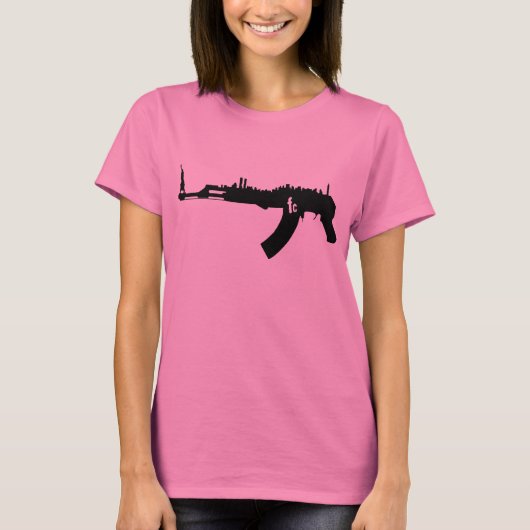 レディースレトロNYカラシニコフ自動小銃のTシャツ Tシャツ (正面)