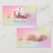 レディースロータスバラ金ゴールドブラシストロークホログラフィック 名刺 (正面/裏面)