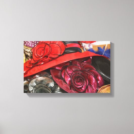 レディースヴィンテージ帽子 – 山鮮やか形のアンティーク帽子 キャンバスプリント (正面)