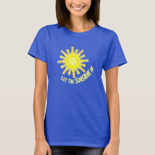 レディース太陽の光をスローガンやる気を起こさせるトップに掲げる Tシャツ