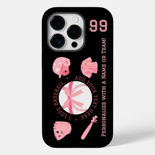 レディース用かわいい野球iPhoneケース（名入れ可） Case-Mate iPhoneケース (裏面)
