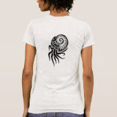 レディース種族のcuttlefishのデザインのワイシャツ tシャツ (裏面)