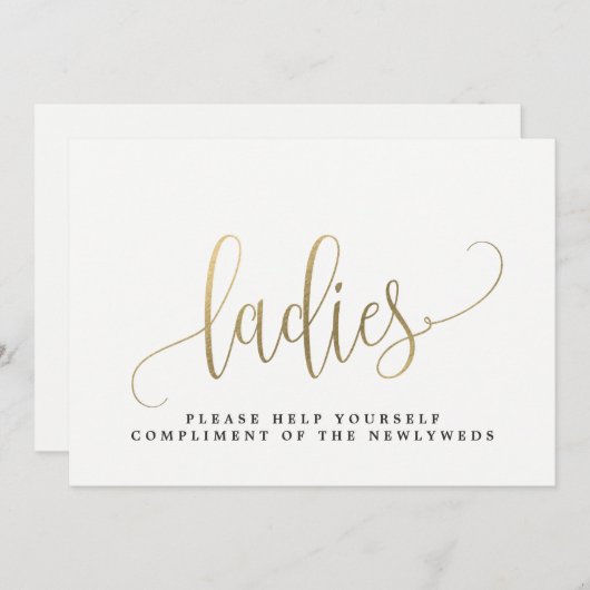 レディース結婚バスルームのサイン – 素敵な書道 (正面/裏面)