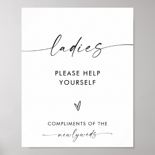 レディース結婚バスルームのバスケットサイン、バスルームのサイン ポスター (正面)