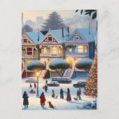 レディース絵を描クリスマス魔法サンフランシスコ ポストカード (正面)