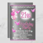 レディース21歳の誕生日パーティの招待状 招待状 (正面/裏面)