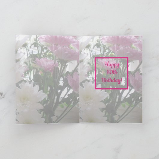 レディース80歳の誕生日フローラ カード (内部)
