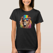 レディース おもしろ 虹 ライオン Tシャツ (正面)