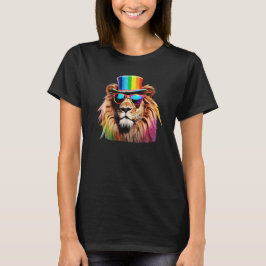 レディース おもしろ 虹 ライオン Tシャツ