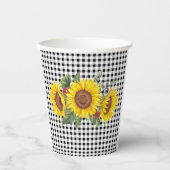 レディース イベント ガールズ ギンガム & ヒマワリ 花柄 紙コップ (正面)