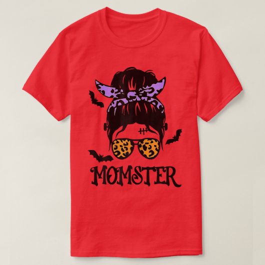 レディース サングラス ヒョウ柄 ママ モンスター お団子 Tシャツ (デザイン正面)