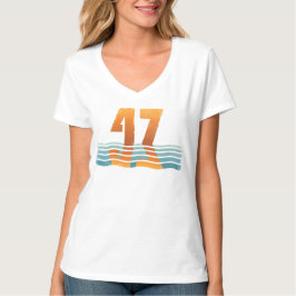 レディース サンセット 47 ディストレスド Vネック 両面プリント Tシャツ