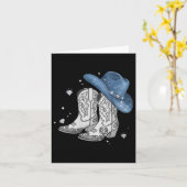 レディース デニム＆ダイヤモンド ブラックTシャツ ウェスタンカウガール カード (黄色い花)