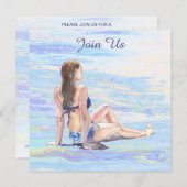 ＊＊＊ レディース ビーチパーティー 自由参加 どんなイベントでもＯＫ 招待状 (正面/裏面)