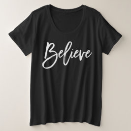 レディース・プラス・サイズの赤いクリスマスシャ信じツ プラスサイズTシャツ