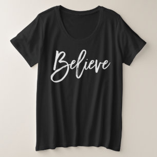 レディース・プラス・サイズの赤いクリスマスシャ信じツ プラスサイズTシャツ