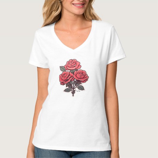 レディース ベーシック Vネック Tシャツ (正面)