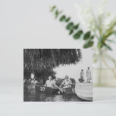 レディース&ボート古いブロック&ホワイト画像 – ポストカード (スタンド正面)