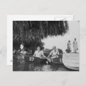 レディース&ボート古いブロック&ホワイト画像 – ポストカード (正面/裏面)