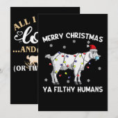 レディース メリークリスマス ヤギ フェイスマスク ヤギサンタ 招待状 (正面/裏面)