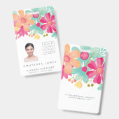 レディース 女性 花柄 識別 プラスチック ID カード バッジ (正面&裏面)