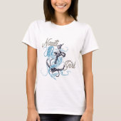 レディース 海洋性 ナウティーガール 青 マーメイド Tシャツ (正面)