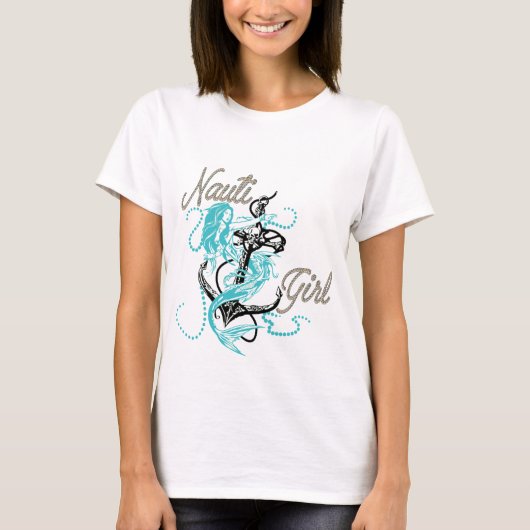 レディース 海洋 ナウティ ガール シーフォーム マーメイド Tシャツ (正面)