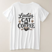 レディース 猫 コーヒー Tシャツ - かわいい猫好きへのギフト (デザイン裏面)