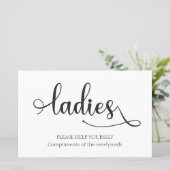 "レディース"白黒バスルーム結婚バスケットのサイン (スタンド正面)