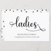 "レディース"白黒バスルーム結婚バスケットのサイン (正面/裏面)