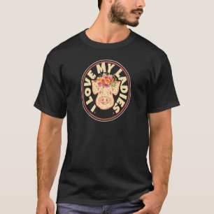 レディース 私の女性の豚が好き  動物の農夫 かわいい フリー Tシャツ