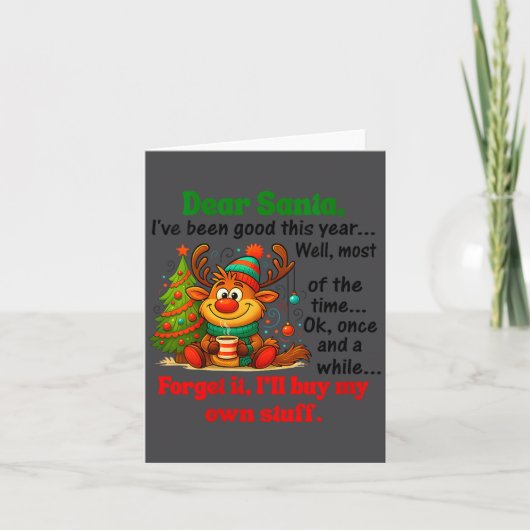 レディース 親愛なるサンタ 私今年は良い子にしてたよ Vネック カード (正面)