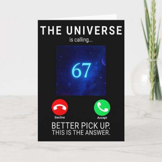レディース 67 ミーム 宇宙は呼んでいる Vネック  カード (正面)