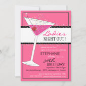レディーズナイトアウトマルティーニピンク誕生祝い 招待状 (正面)