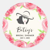 レディーズハットウォーターカラーバラダービーブライダルシャワー ラウンドシール (正面)